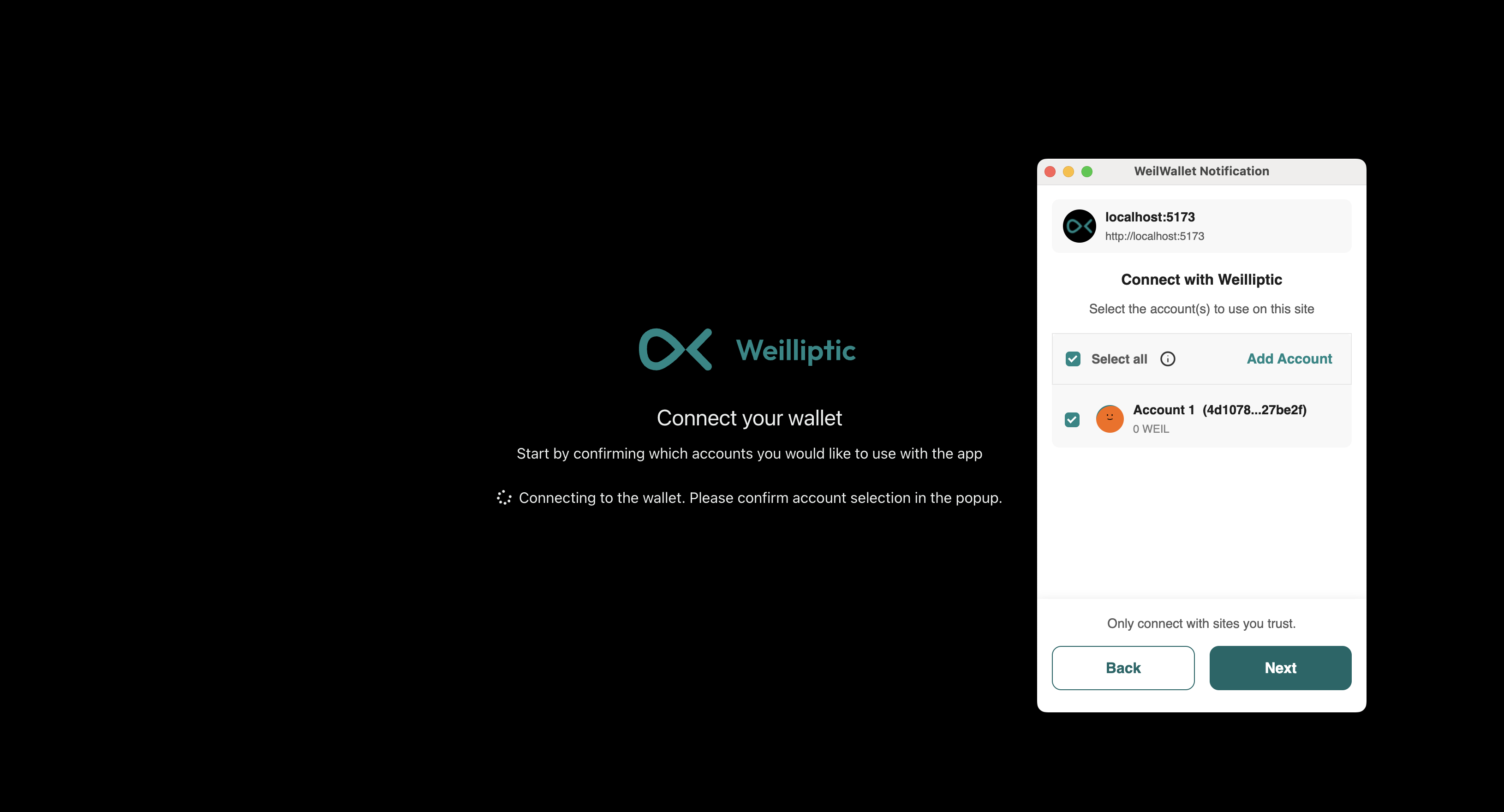 Connect Wallet process